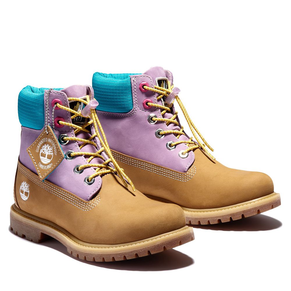 Timberland Womens 6-Inch Boots Premium Waterproof - Brown/Purple - India EC2970861